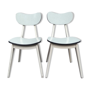 2 chaises en formica vert d'eau