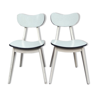 2 chaises en formica vert d'eau