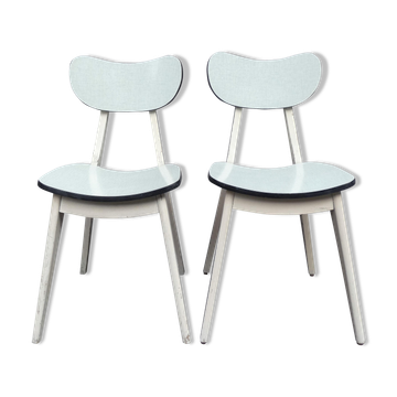 2 chairs in water green formica