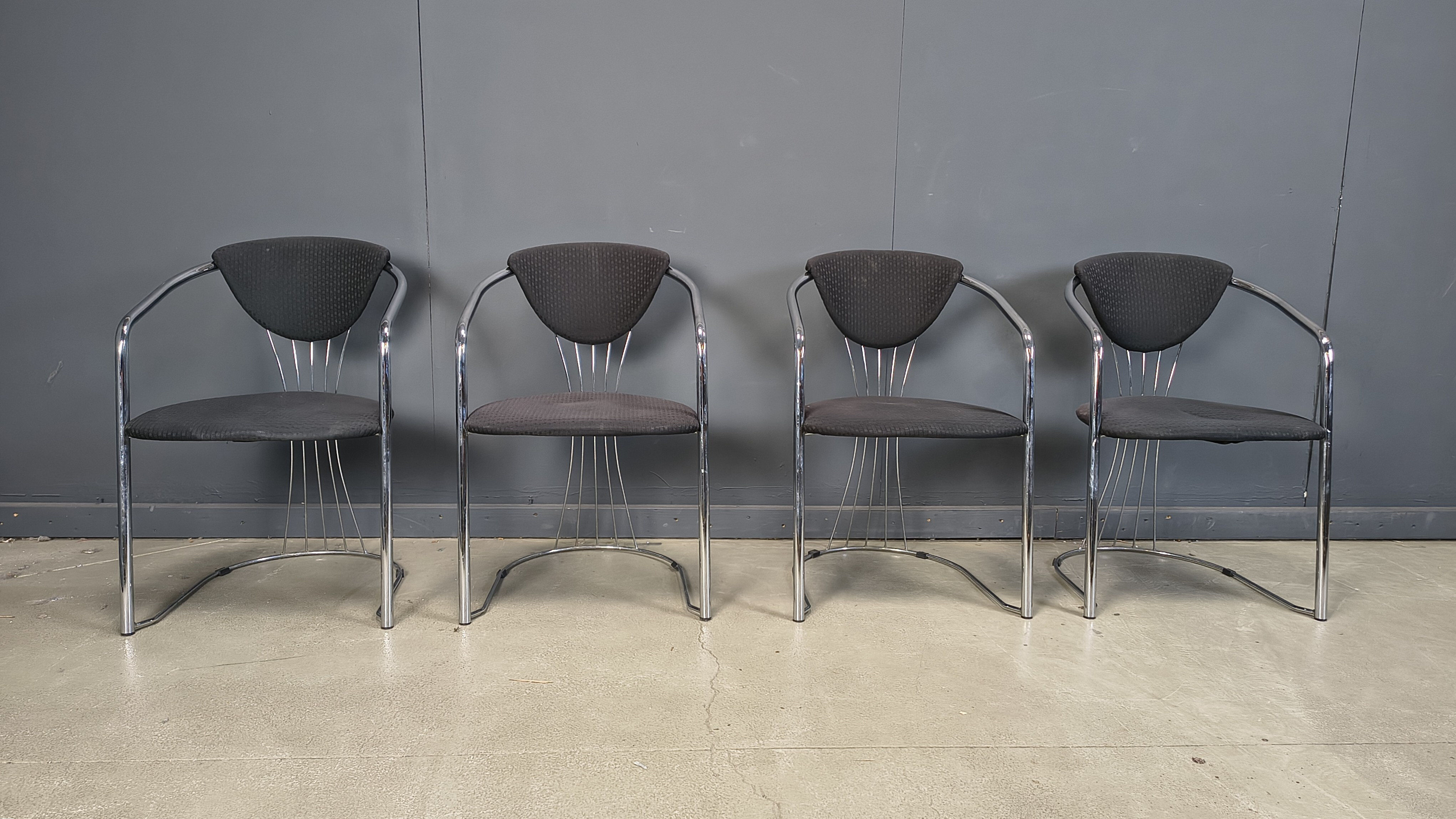 Vintage chrome dining chairs by Effezeta, 1970s - set of 4