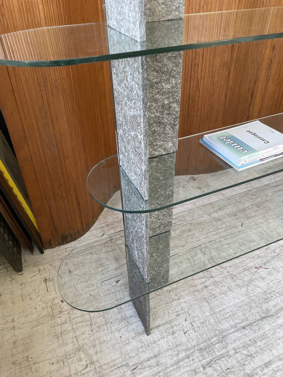 Roche Bobois stone and glass sculpture shelf 1970s