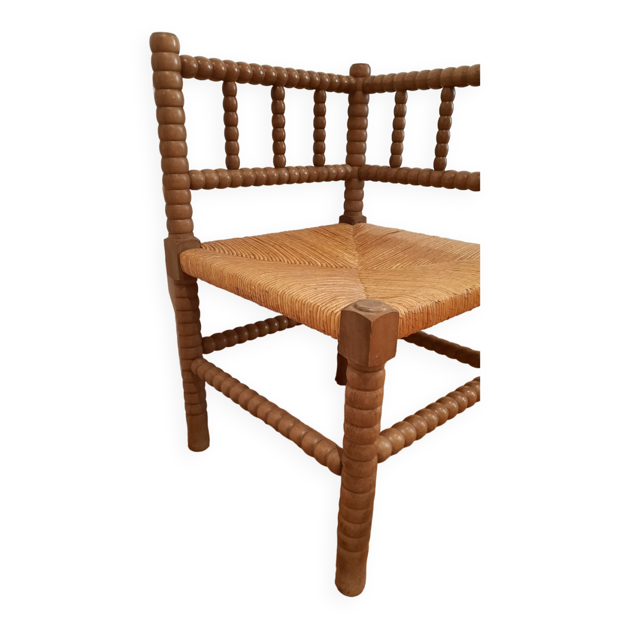 Turned wooden corner chair