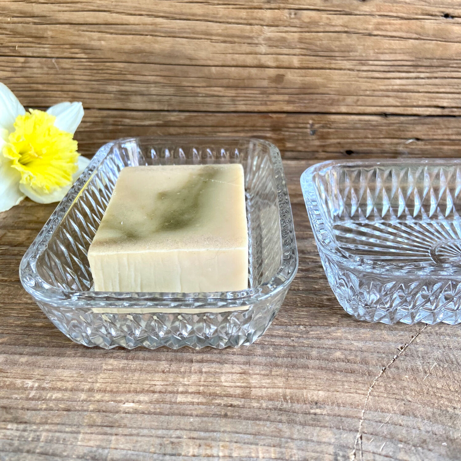 Duo of Duralex France butter dishes