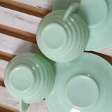 Opaline green art deco jadeite cups