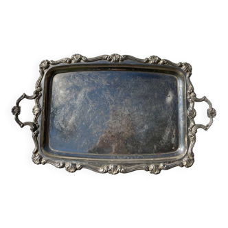 Silver metal rectangular butler tray