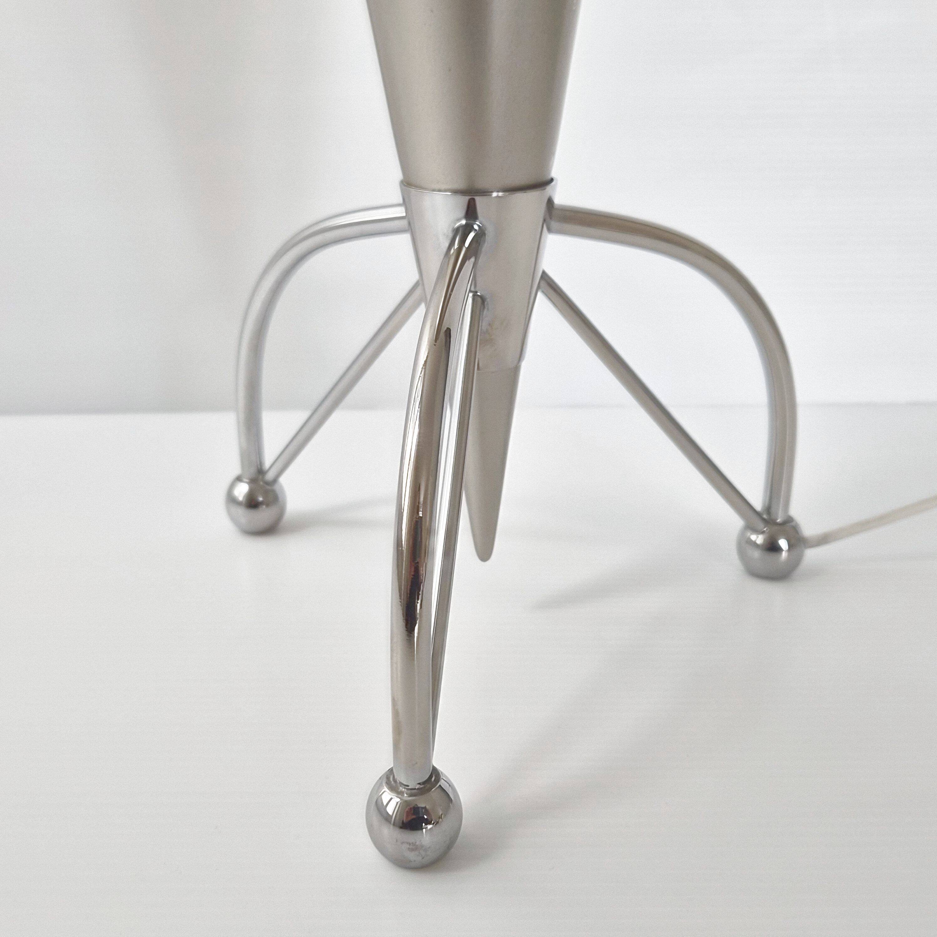 Vintage 1980 Tripod Flare Lamp in Chrome Steel & Brushed 80s Retro 1980s