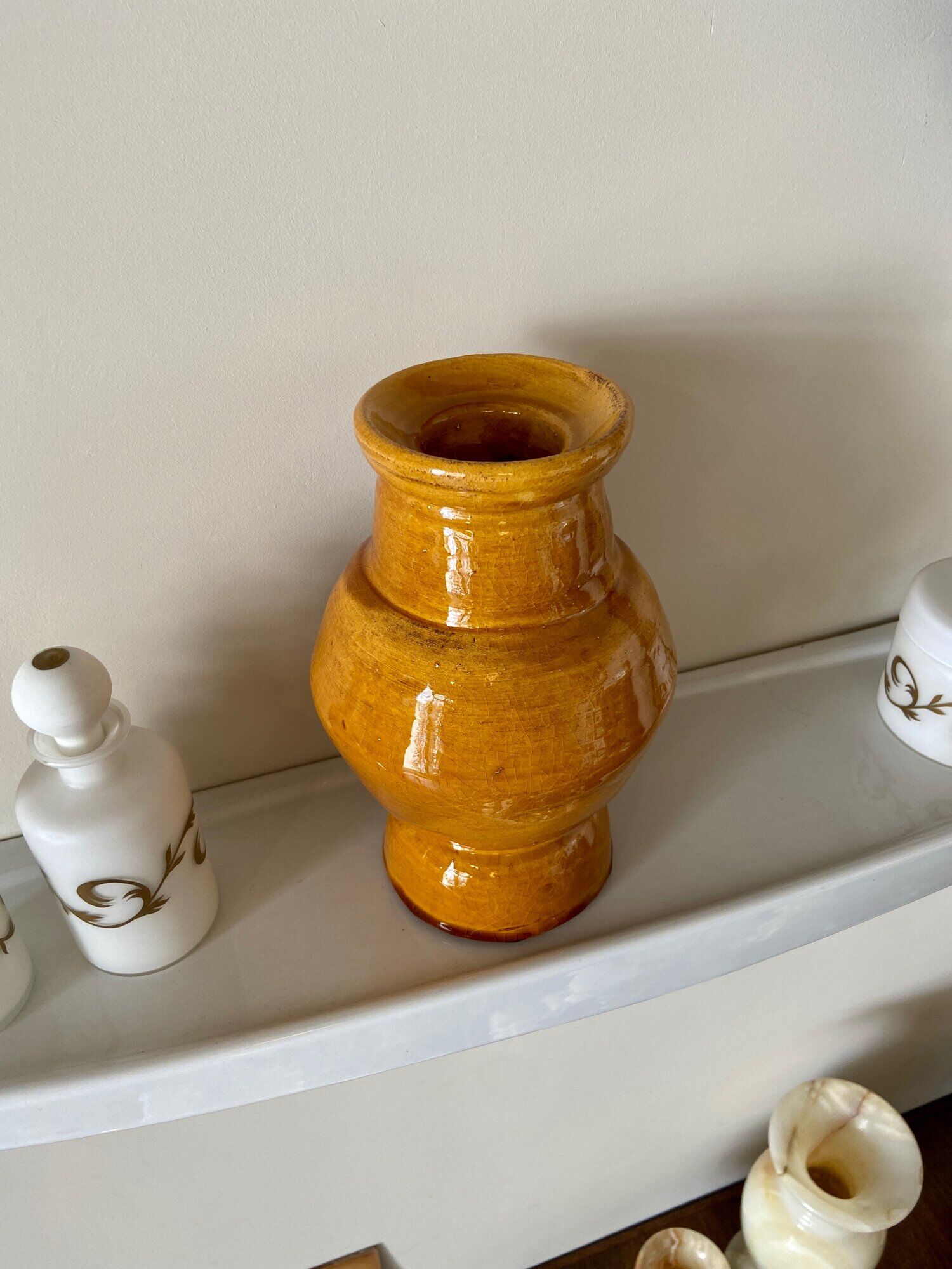 Ochre glazed ceramic vase