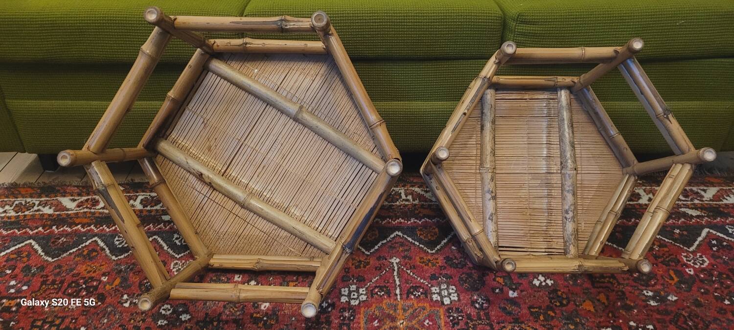 70's bamboo coffee tables