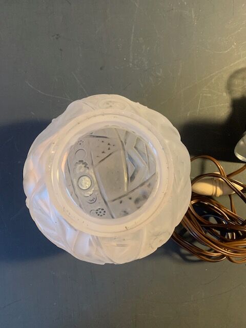 Antique art deco lamp, molded glass globe lamp 1930, France