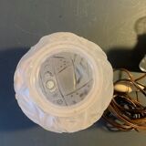 Antique art deco lamp, molded glass globe lamp 1930, France