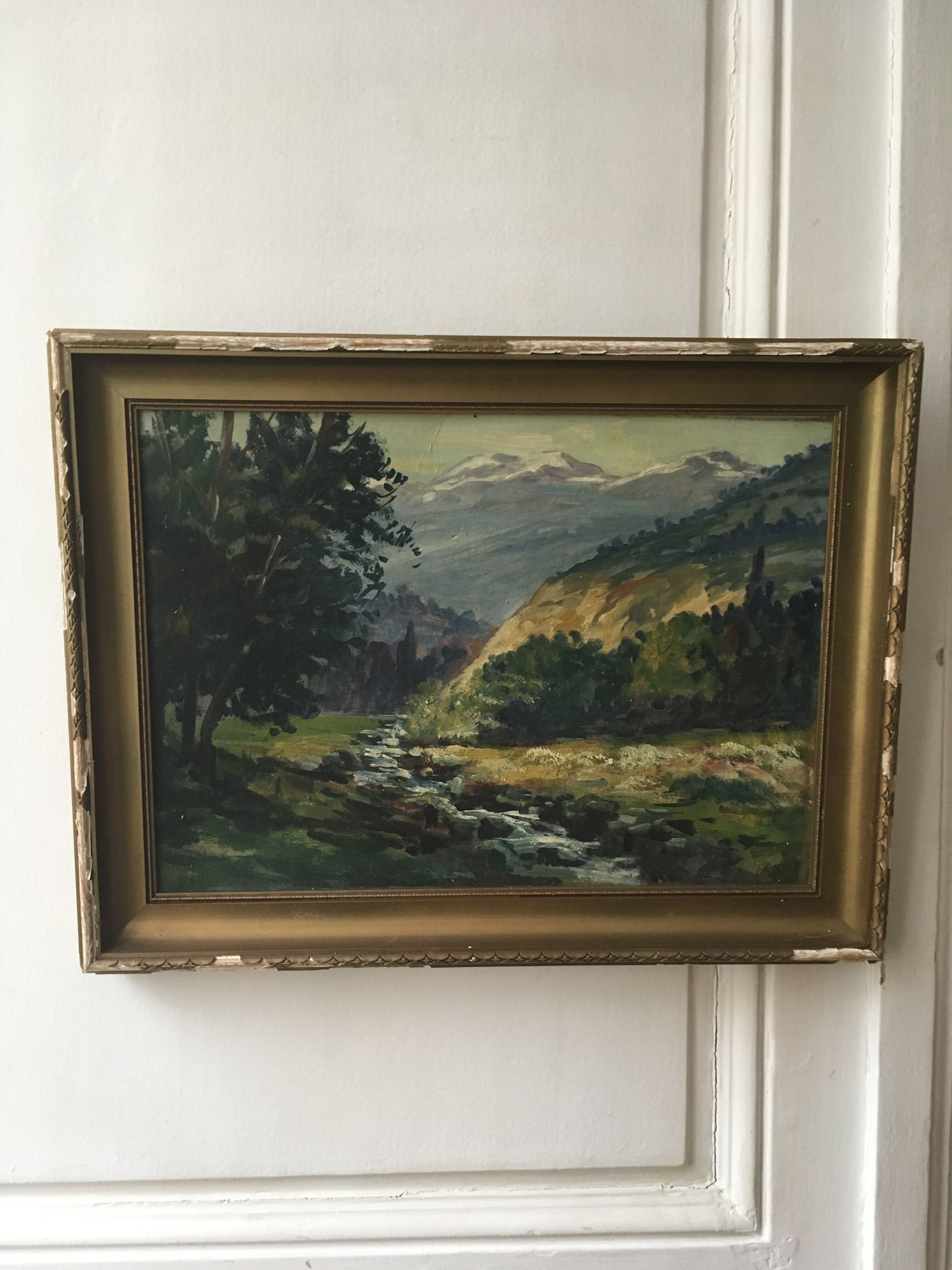 Painting oil mountain landscape