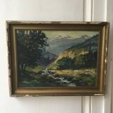 Painting oil mountain landscape