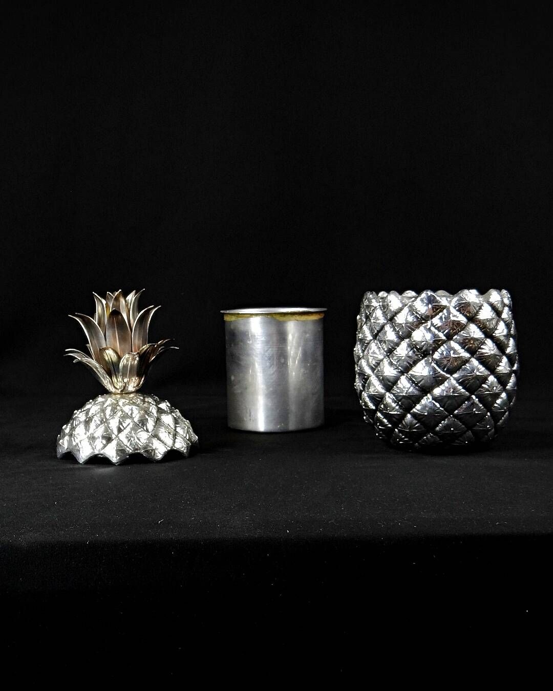 Seau à Glaçons Vintage Ananas Design - Années 1960 Par Mauro Manetti - Argenté Fonte Aluminium