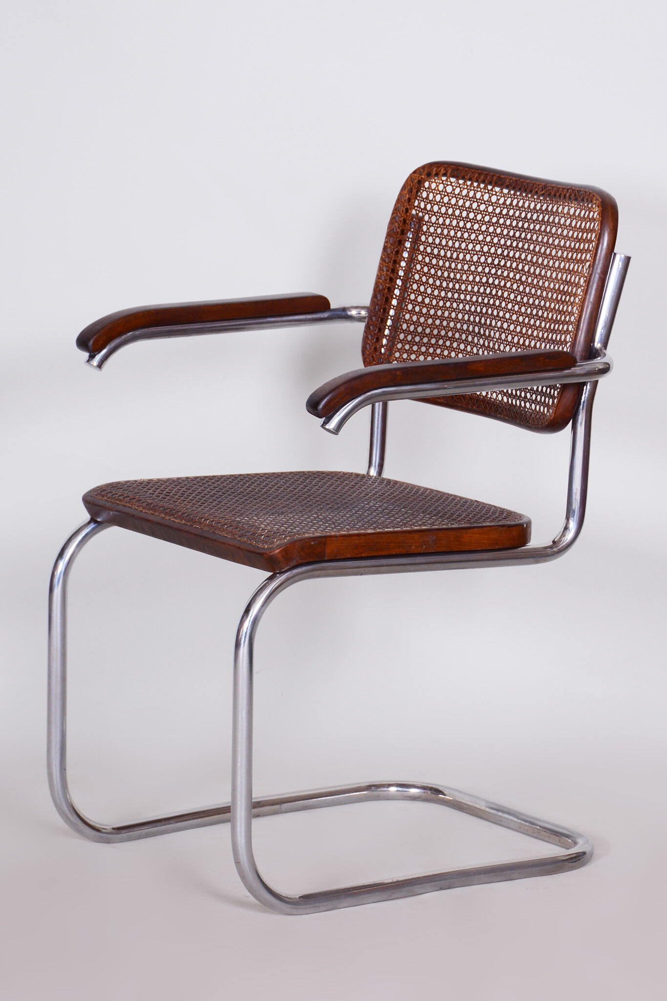 Restored Bauhaus Armchair, Marcel Breuer, Thonet, Beech, Chrome, Germany, 1930s
