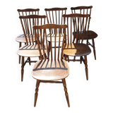 6 seventies wood comb chairs