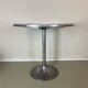 Vintage round tulip dining table in dark blue metal from the 1970s, 80cm.