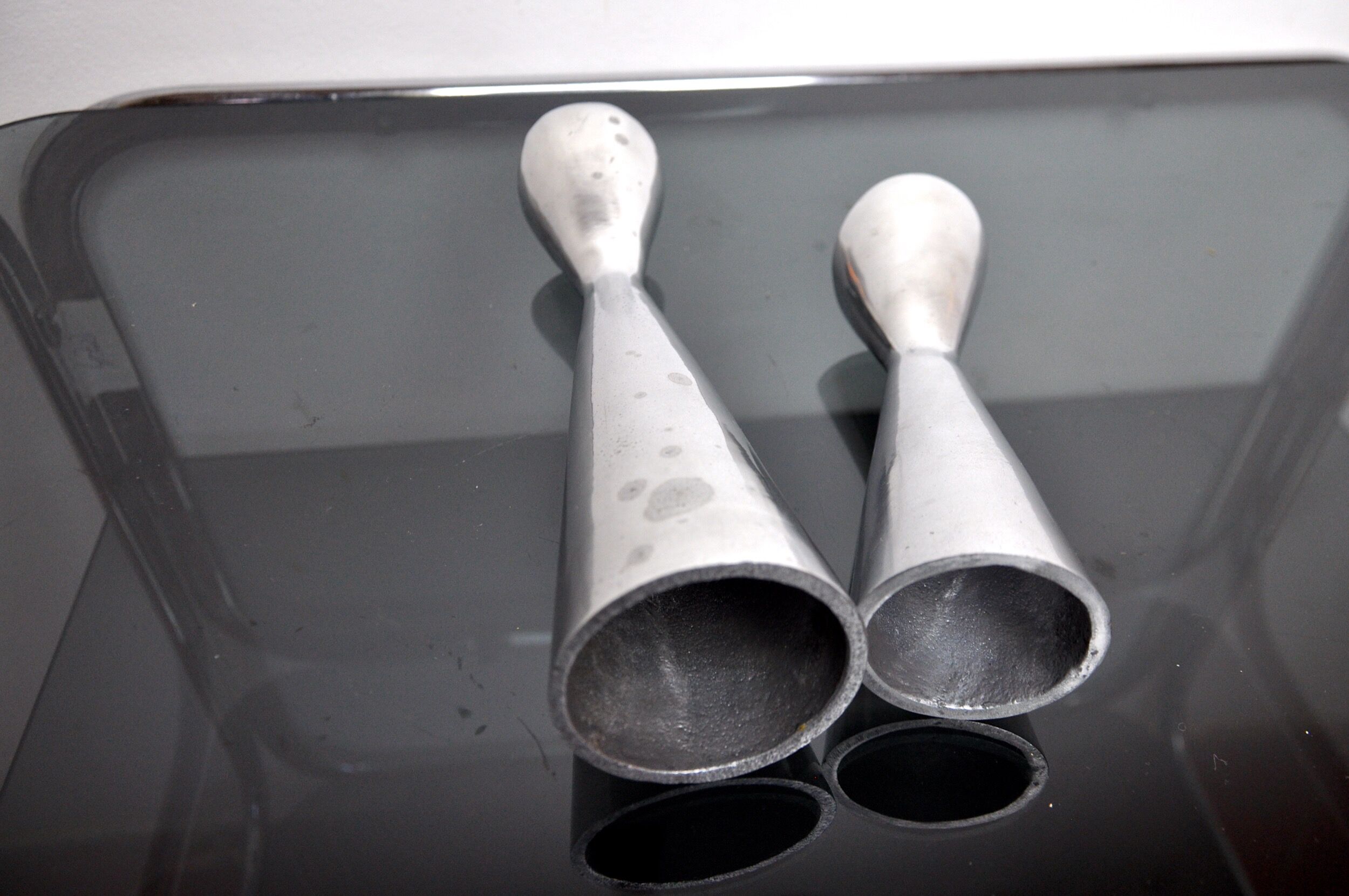 Pair of Swan candlesticks by Matthew Hilton, England, 1980