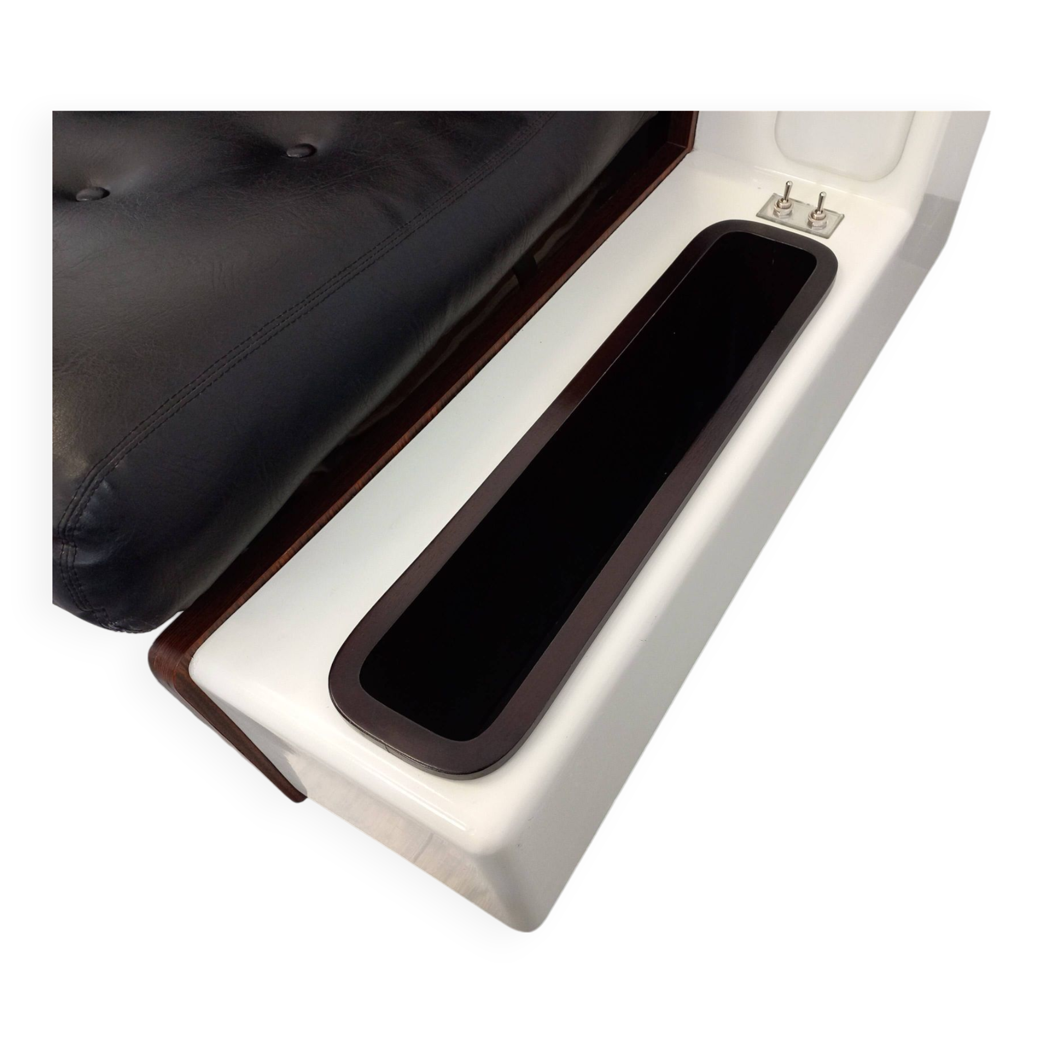 Vintage sofa bed bench with integrated lighting, Italian design Beka Tortuga, in skai, fiber