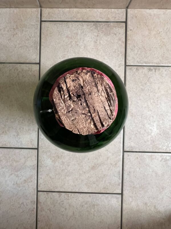 Grande bouteille ancienne en verre vert – Style Balthazar – 50 cm