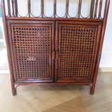 Support buffet bibus woven rattan 2 doors in caning - vintage 60s/70s