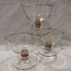 3 champagne glasses in fine gold crystal glass engraved