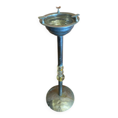 Cendrier Sur Pied Tulipe Métal Chromé + Boules Verre + Cendrier Vintag