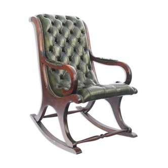 Rocking-chair cuir capitonné