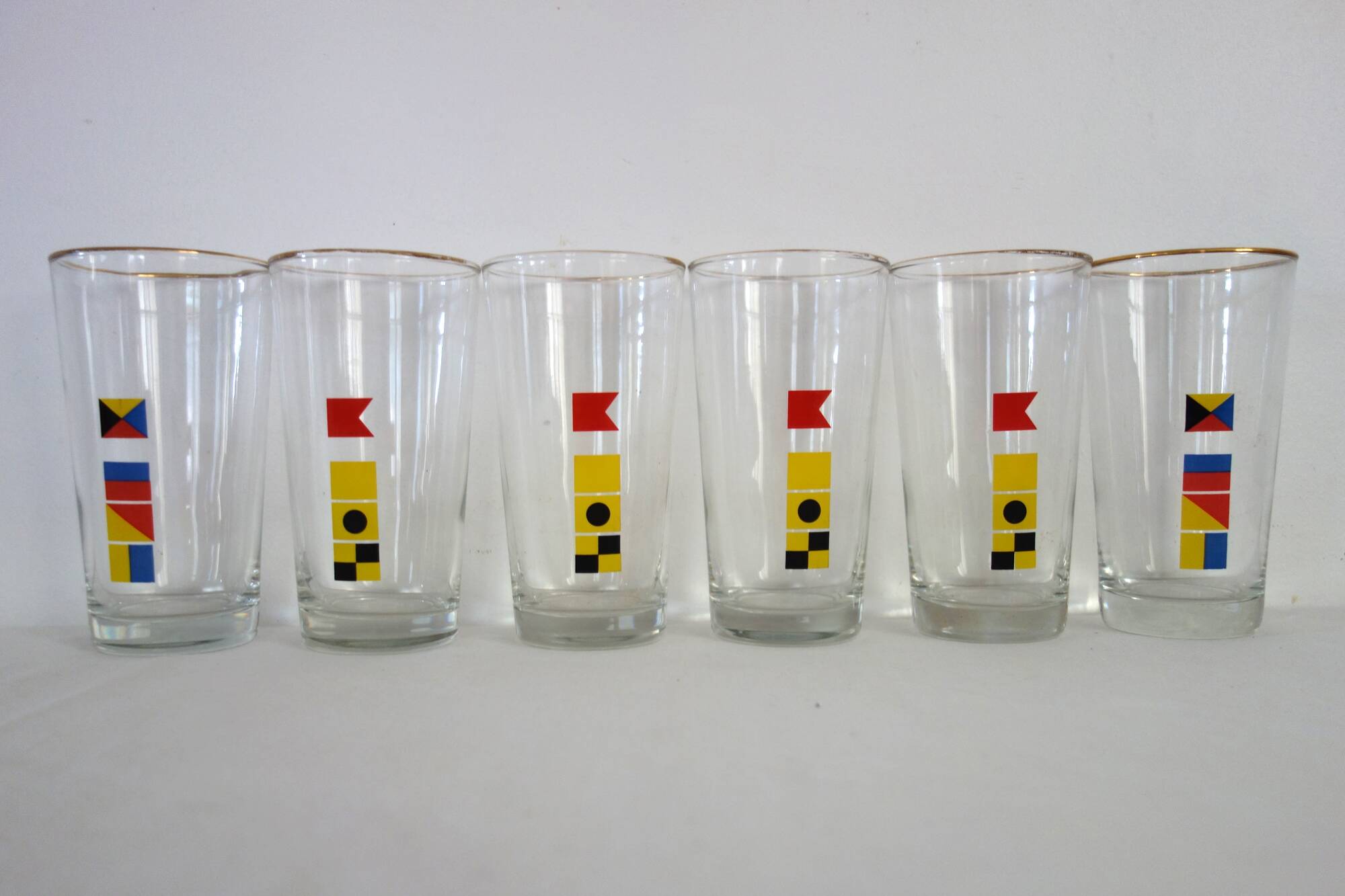 Set of 6 vintage Mobil advertising glasses