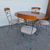 Set of 1 Table and 4 Chairs wrought iron 80s