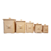 5 jars ceramic spices vintage angel