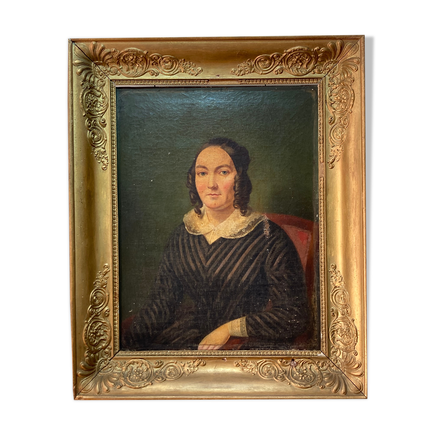 Oil on canvas, portrait of lady 19th