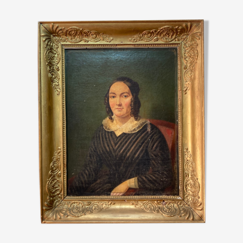 Oil on canvas, portrait of lady 19th