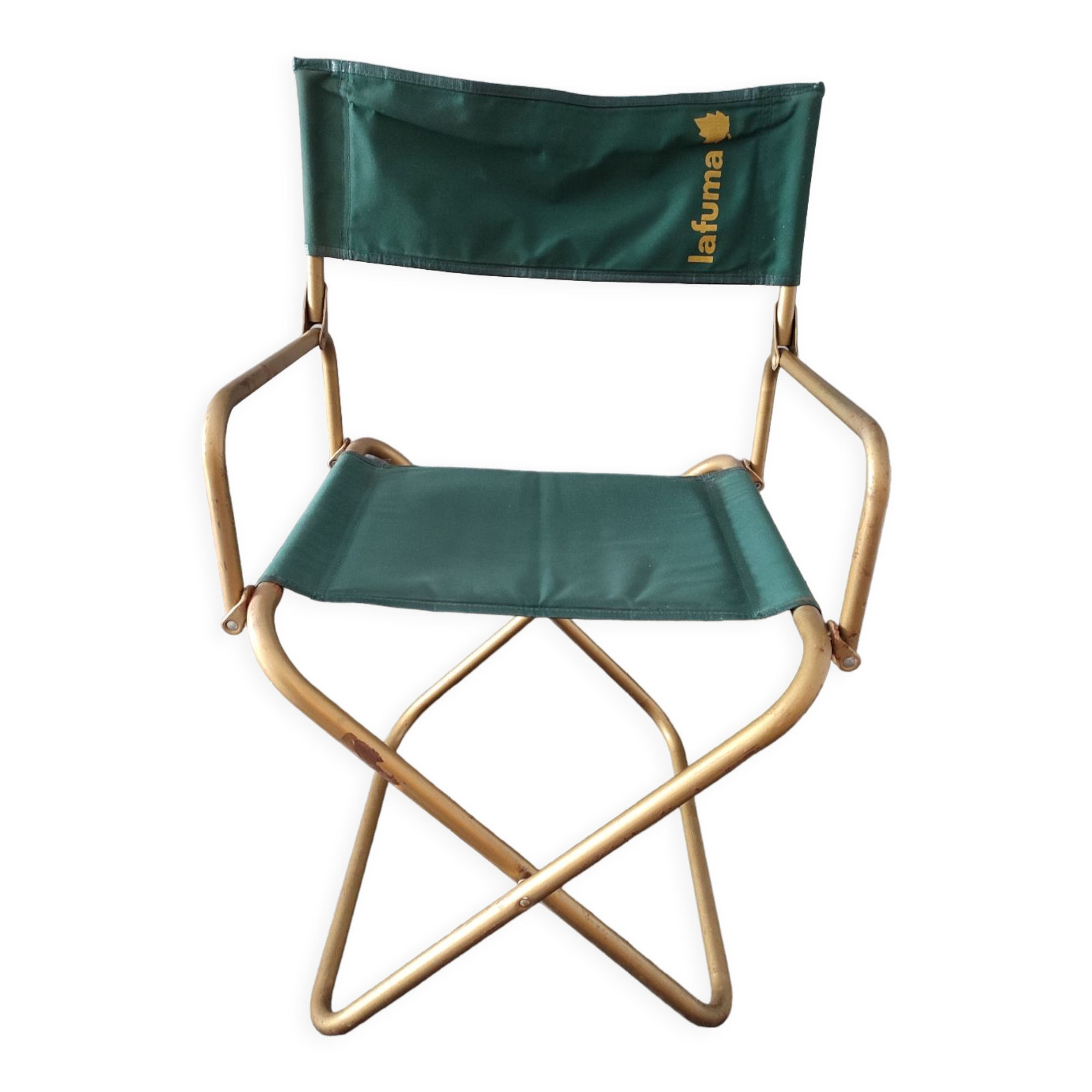 Lafuma foldable chair green vintage camping with armrest