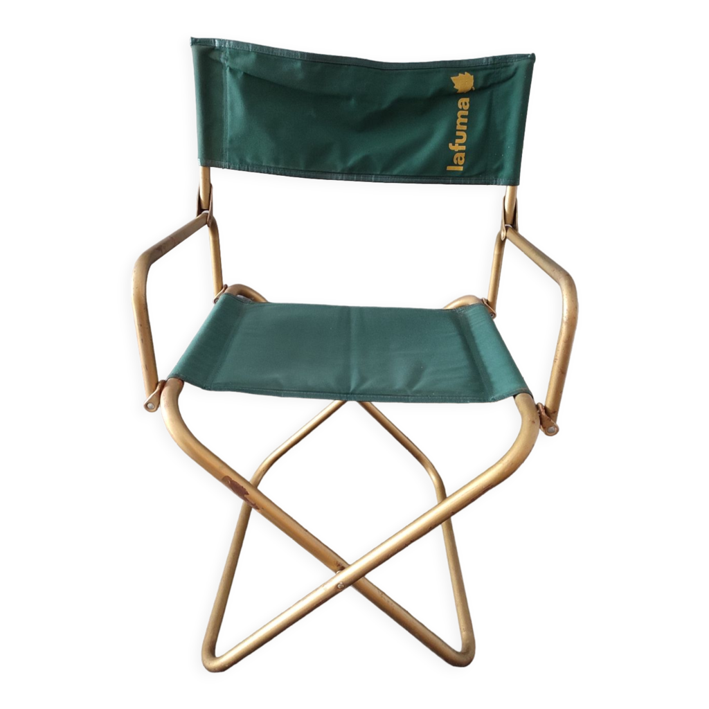 Chaise pliable Lafuma vert vintage camping avec accoudoir | Selency