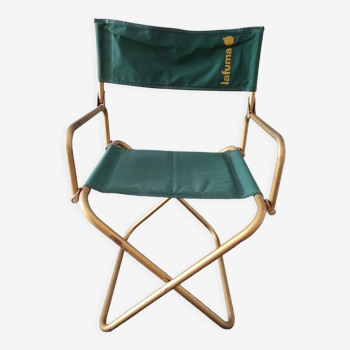 Chaise pliable Lafuma vert vintage camping avec accoudoir