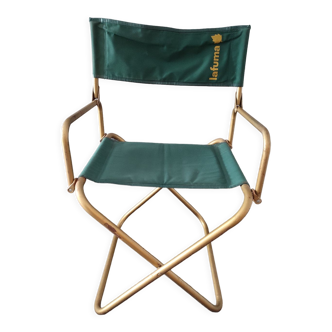 Lafuma foldable chair green vintage camping with armrest