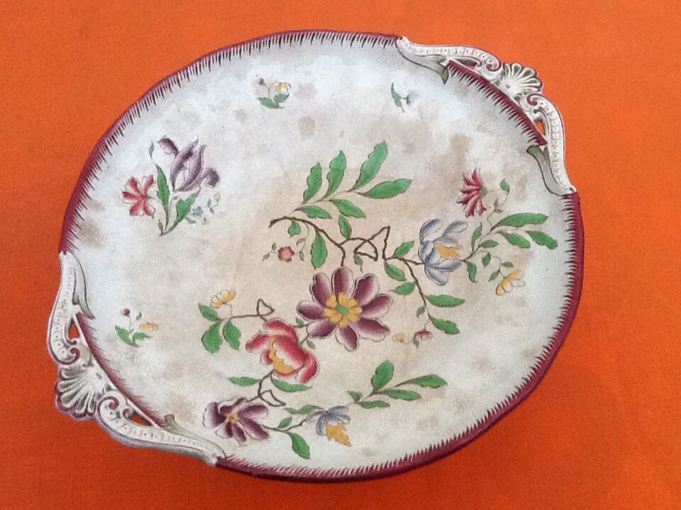 Compotier with floral decoration Faience of Sarreguemines 1960