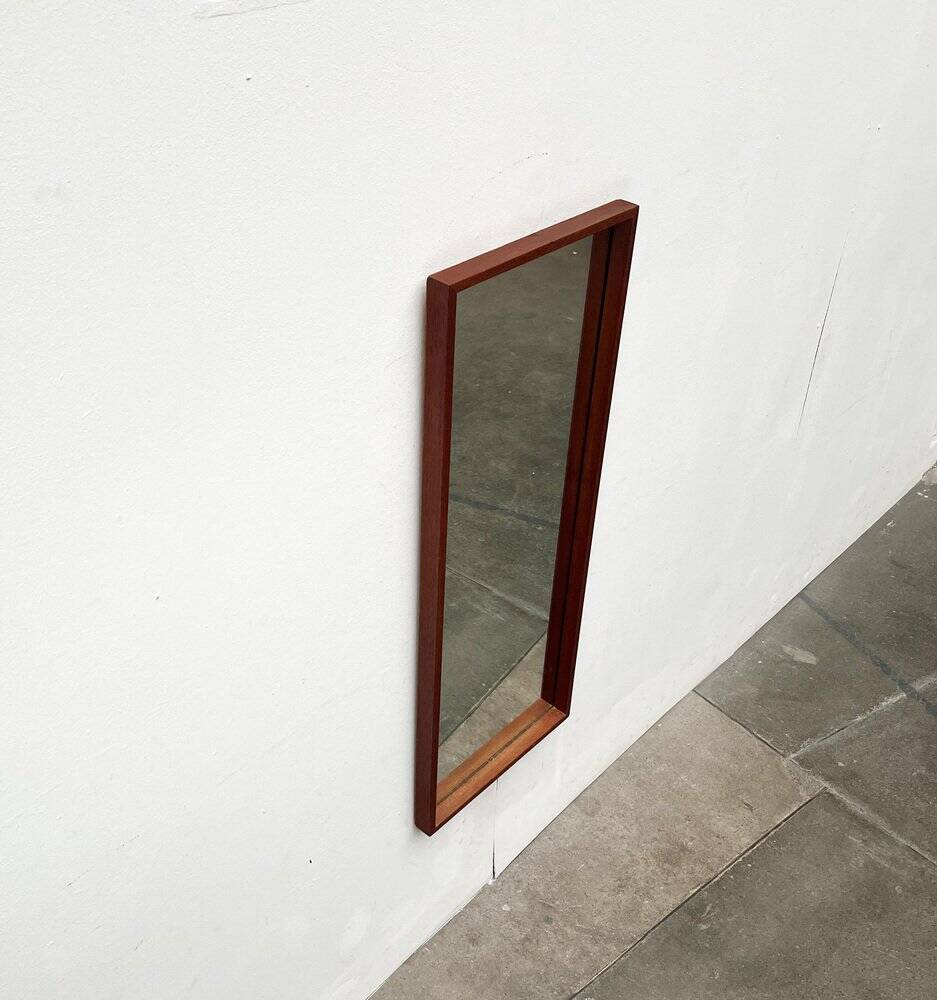Miroir minimaliste mid-century allemand en teck de Zier-Form, années 1960