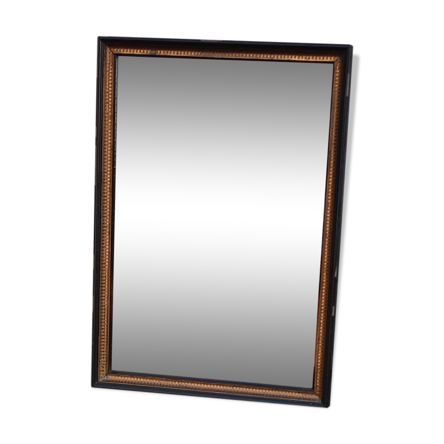 Antique mirror/black and gold frame