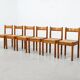 Set of six French oak dining chairs with rush seats, 1970s