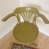 Vintage Thonet Style Bentwood Swivel Chair - Olive Green Retro Armchair
