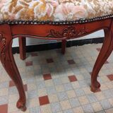 Louis XV Style Chair in Wood and Floral Fabric
