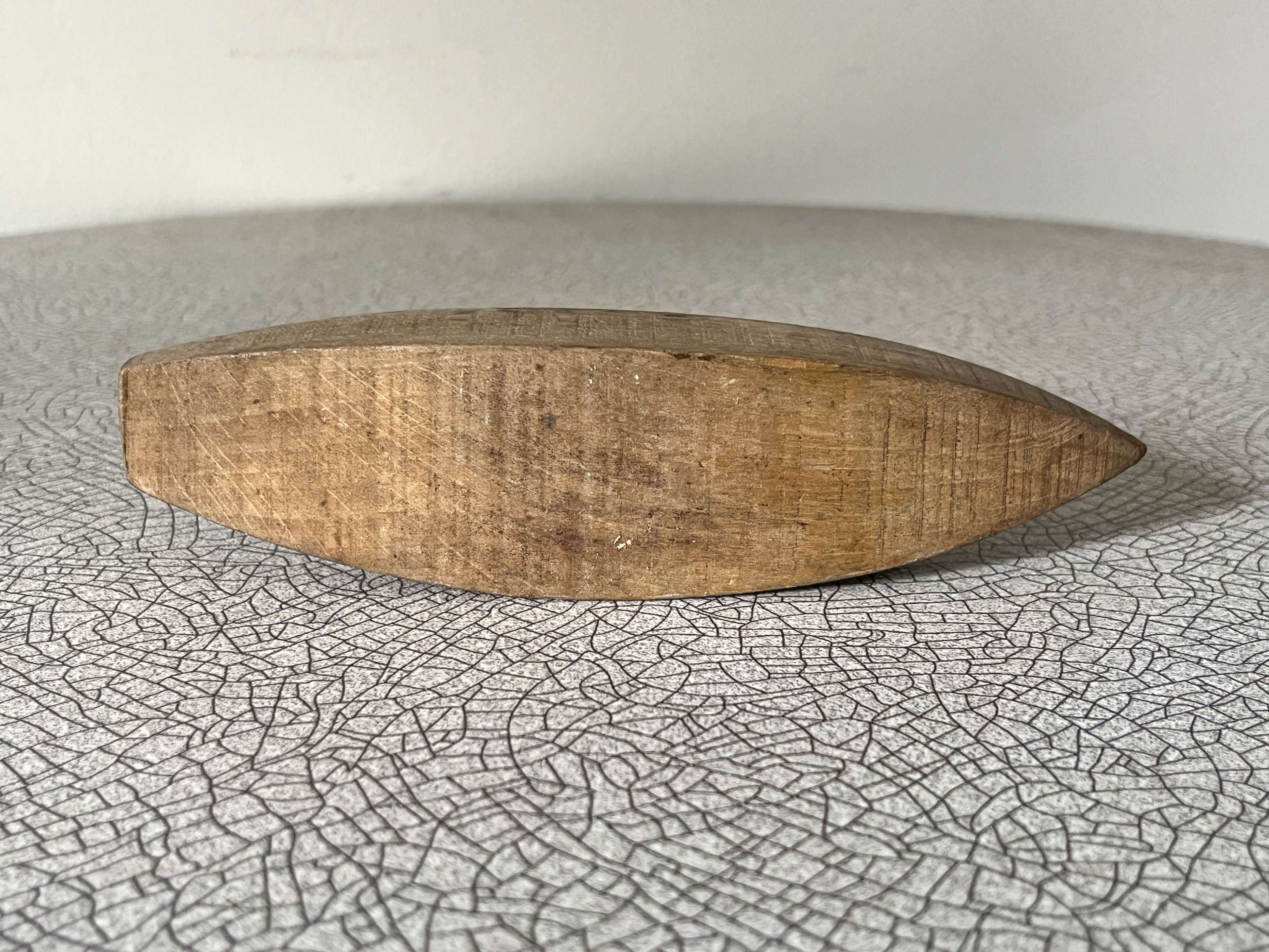 Wooden pond toy, small flat boat, old toy