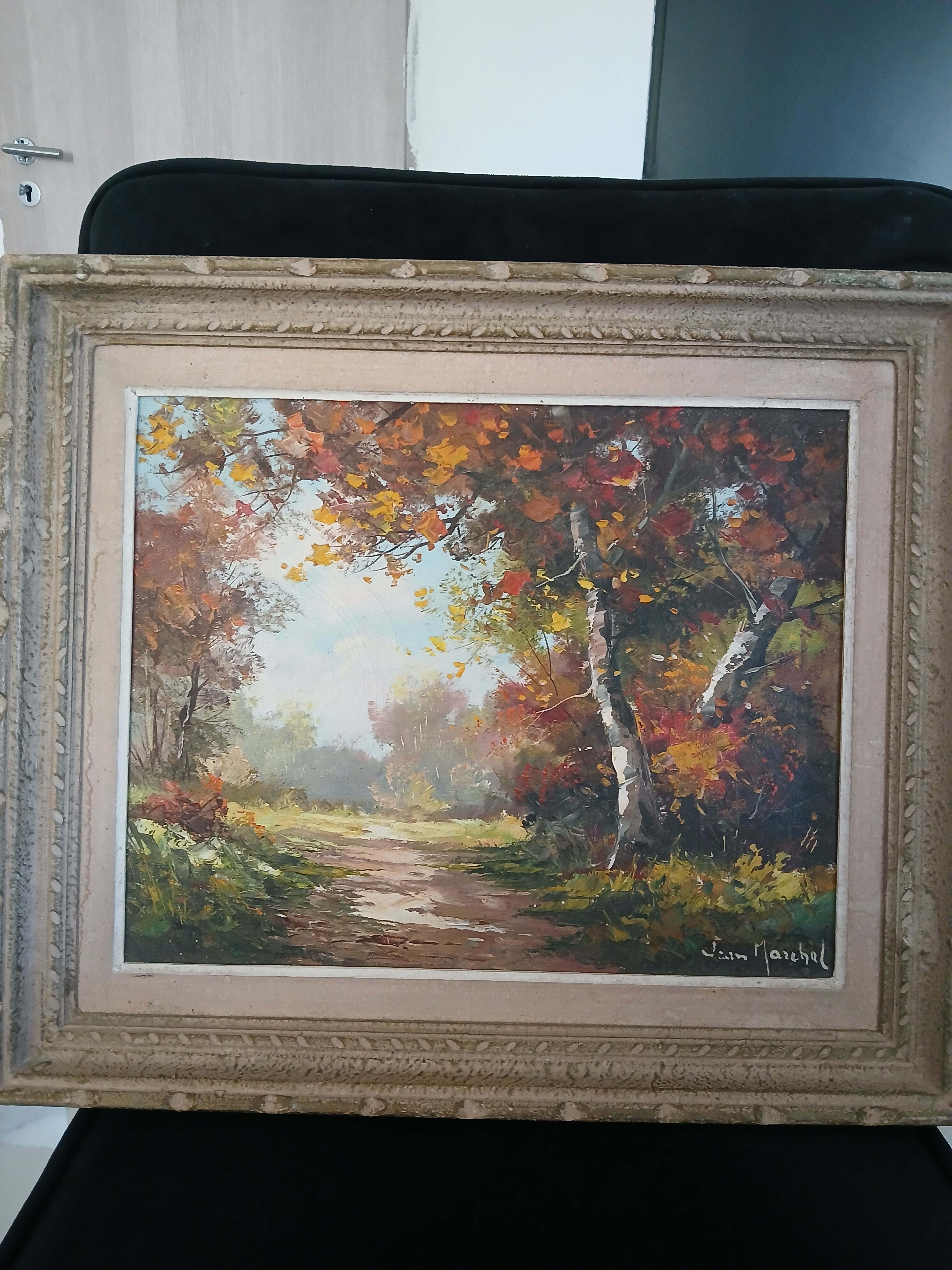 Oil on canvas "Autumn" by Jean Maréchal – Handmade wooden frame