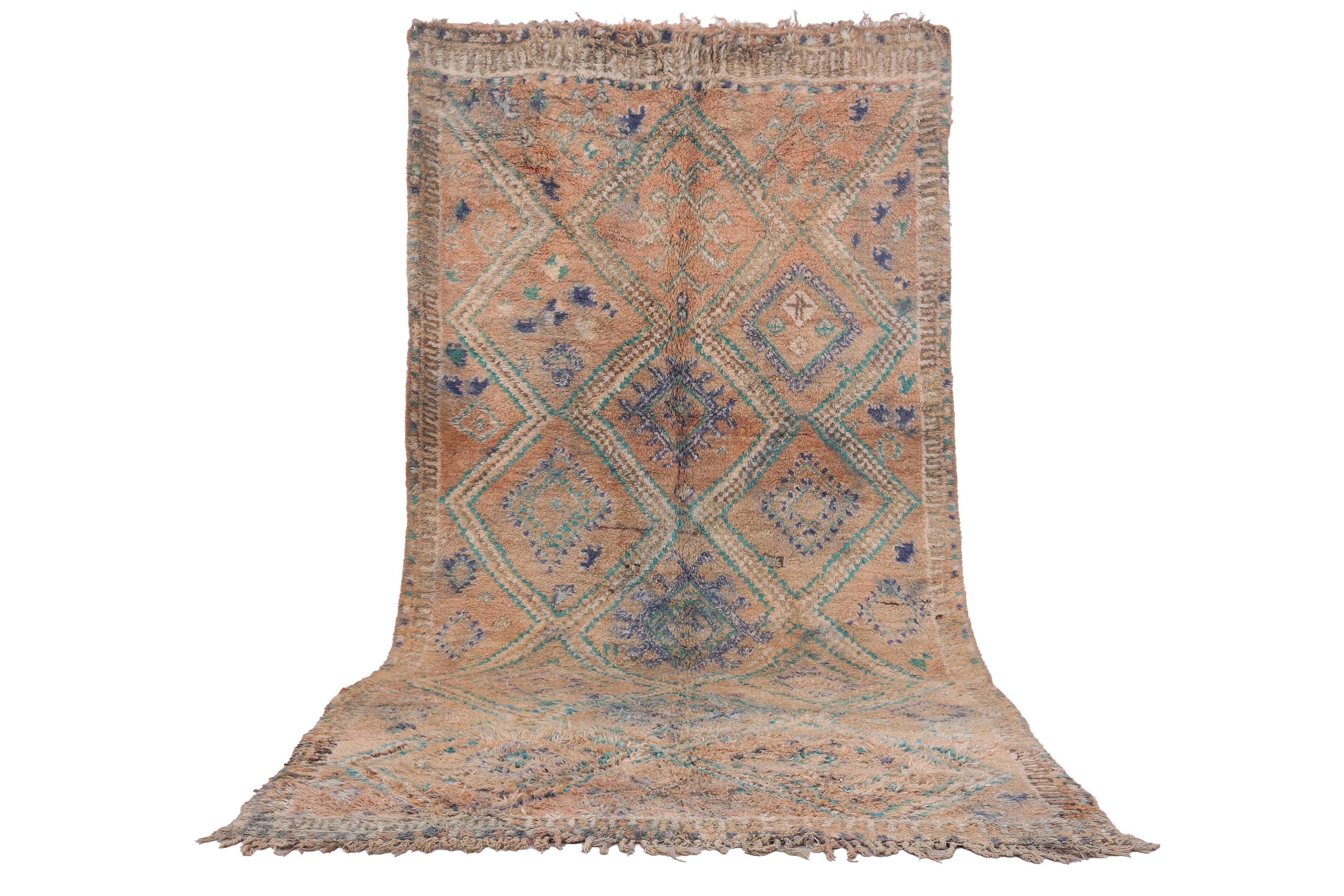 Peach Vintage Moroccan Rug 183 x 357 cm - Berber Wool Rug - Handmade Rug