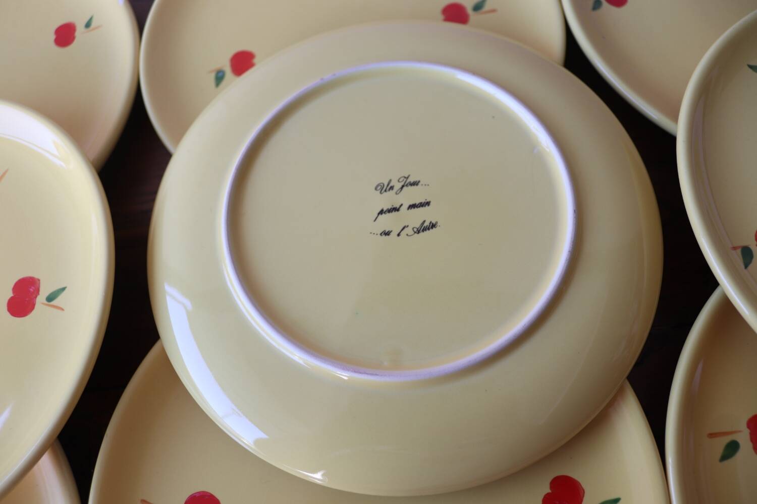 Hand-painted earthenware tea set – red apple motif