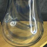 Vase Biot en verre soufflé à inclusions bleues – France vintage – H 23 cm