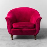 Paire de fauteuils modernistes en velours violet des années 1970
