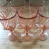 Lot of 6 pink glass walking glasses