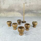 Lot de six coquetiers en bois d'olivier